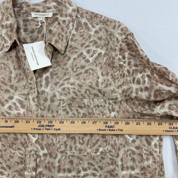 New Beachlunchlounge size XL Brown Leopard Print Ultra Soft Relaxed Button Down - Picture 6 of 10